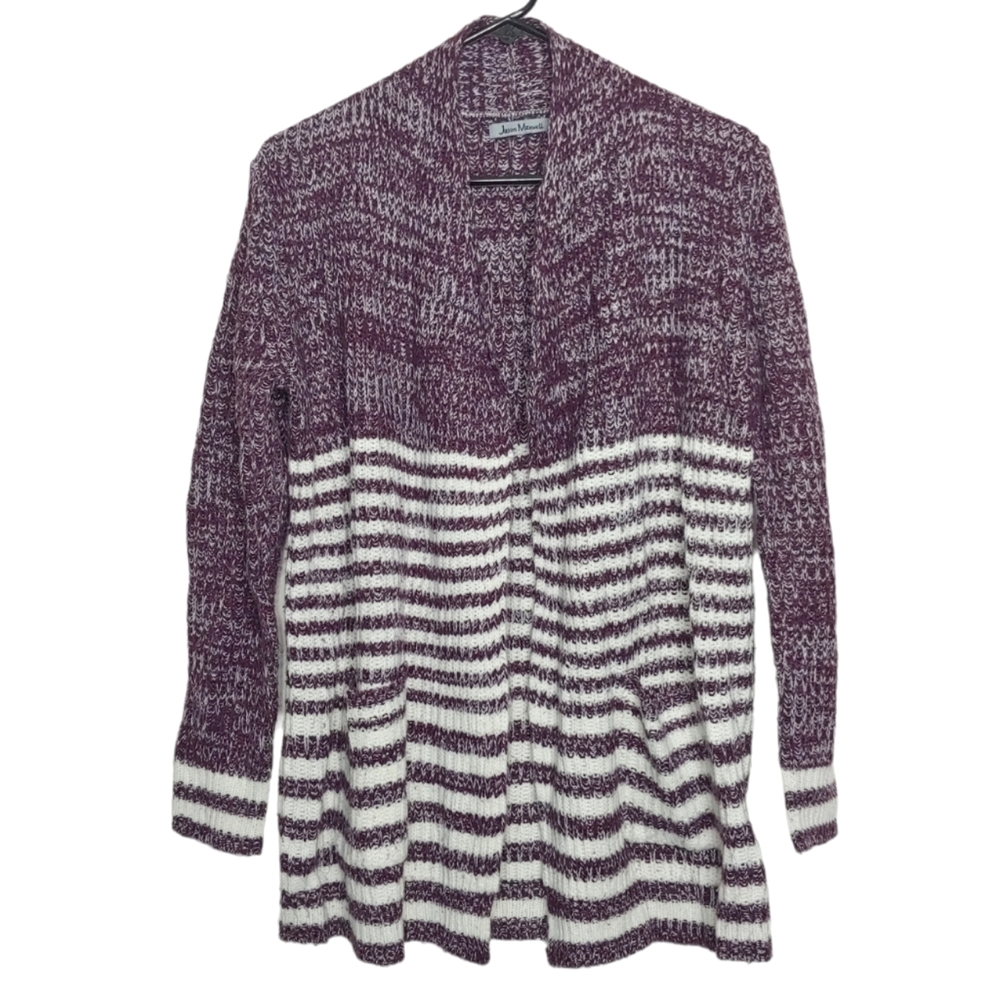 Jason Maxwell Women's Purple Knit Open Front Winter Cardigan Sweater Size Small